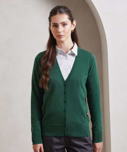 Tryck din logga på Koftor från Premier - Anpassa Genomknäppt stickad cardigan för damer i färgen för företag, föreningar och privatpersoner