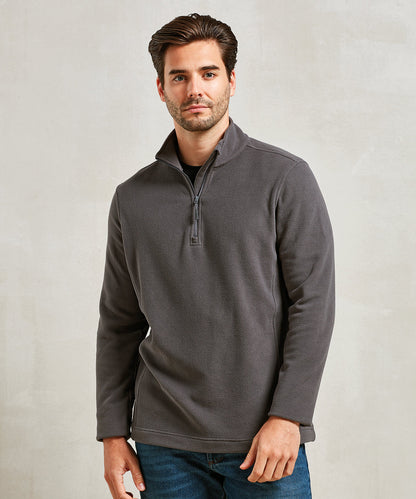 Tryck din logga på Fleece från Premier - Anpassa Unisex Recyclight 1/4 zip microfleece i färgen för företag, föreningar och privatpersoner