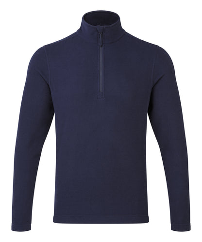 Tryck din logga på Fleece från Premier - Anpassa Unisex Recyclight 1/4 zip microfleece i färgen Marinblå för företag, föreningar och privatpersoner