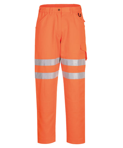 Tryck din logga på Byxor från Portwest - Anpassa Eco Hi-vis byxor i färgen Neon orange för företag, föreningar och privatpersoner
