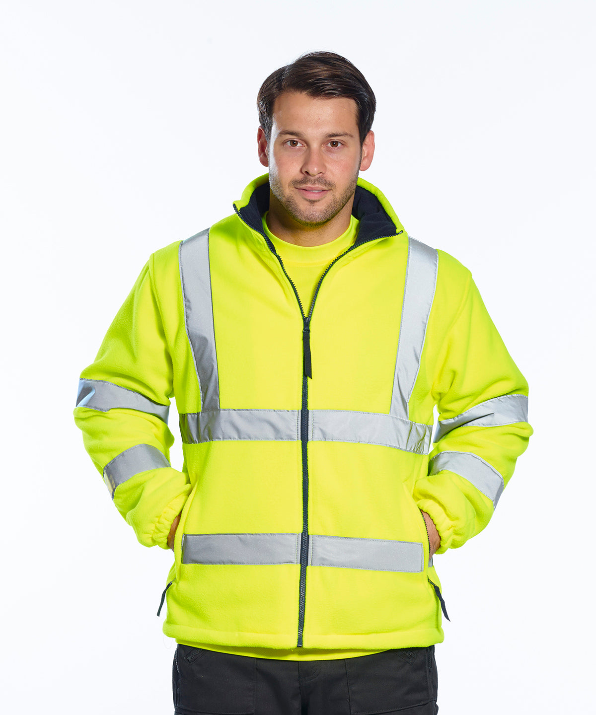 Tryck din logga på Fleece från Portwest - Anpassa (PW963) Hi-vis meshfodrad fleece i färgen för företag, föreningar och privatpersoner