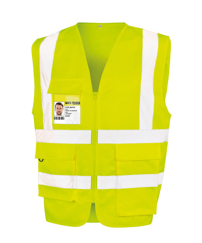 Tryck din logga på Skyddsvästar från Result Safeguard - Anpassa Kraftig säkerhetslinne i polycotton i färgen Neon gul för företag, föreningar och privatpersoner