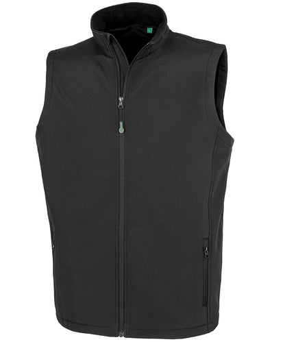 Tryck din logga på Termovästar från Result Genuine Recycled - Anpassa Återvunnen 2-lagers tryckbar softshell bodywarmer i färgen Svart för företag, föreningar och privatpersoner