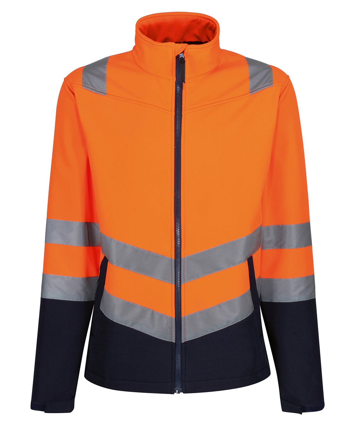 Tryck din logga på Softshelljackor från Regatta High Visibility - Anpassa (RG456) Pro hi-vis softshell-jacka i färgen Mellan Orange för företag, föreningar och privatpersoner