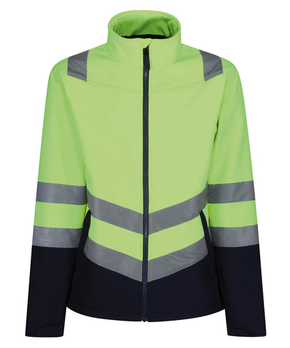 Tryck din logga på Softshelljackor från Regatta High Visibility - Anpassa Pro hi-vis softshell-jacka i färgen Neon gul för företag, föreningar och privatpersoner