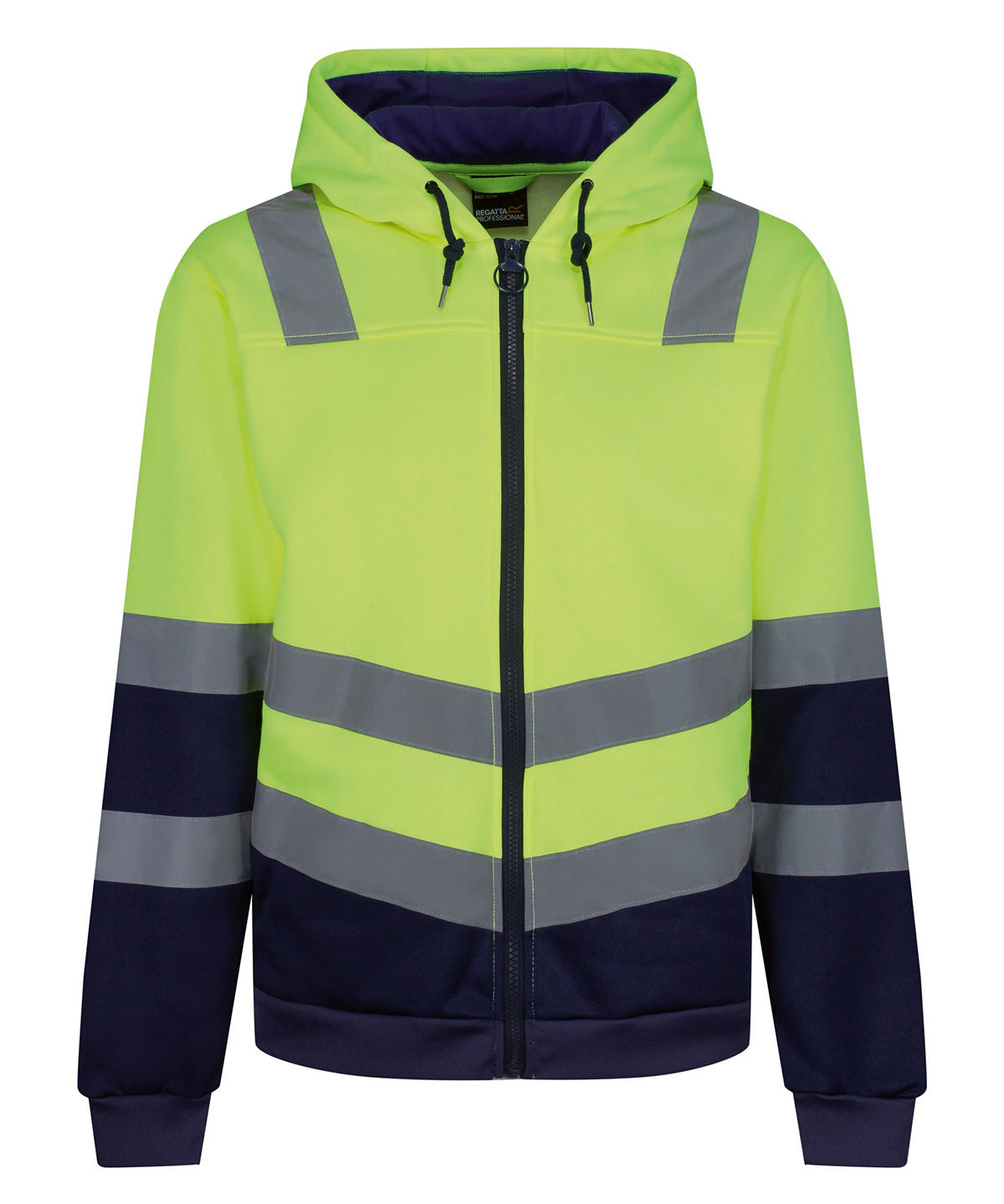 Tryck din logga på Hoodies från Regatta High Visibility - Anpassa (RG457) Pro hi-vis huvtröja med full dragkedja i färgen Neon gul för företag, föreningar och privatpersoner