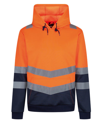 Tryck din logga på Hoodies från Regatta High Visibility - Anpassa Pro hi-vis huvtröja för overhead i färgen Mellan Orange för företag, föreningar och privatpersoner