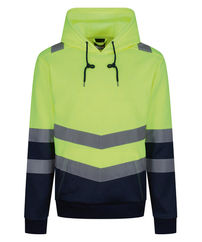 Tryck din logga på Hoodies från Regatta High Visibility - Anpassa Pro hi-vis huvtröja för overhead i färgen Neon gul för företag, föreningar och privatpersoner