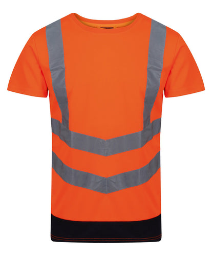Tryck din logga på T-shirts från Regatta High Visibility - Anpassa Pro hi-vis kortärmad t-shirt i färgen Mellan Orange för företag, föreningar och privatpersoner