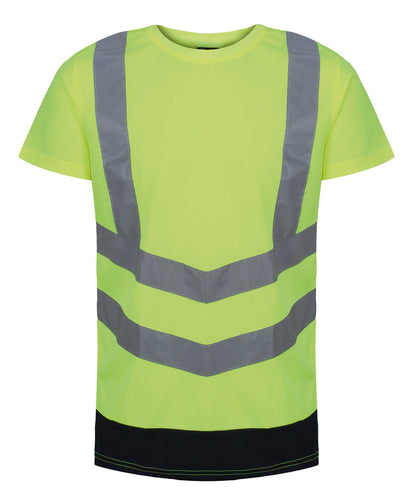 Tryck din logga på T-shirts från Regatta High Visibility - Anpassa Pro hi-vis kortärmad t-shirt i färgen Neon gul för företag, föreningar och privatpersoner