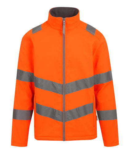 Tryck din logga på Softshelljackor från Regatta High Visibility - Anpassa Hi-vis Pro contract Ablaze 2-lagers softshell i färgen Mellan Orange för företag, föreningar och privatpersoner