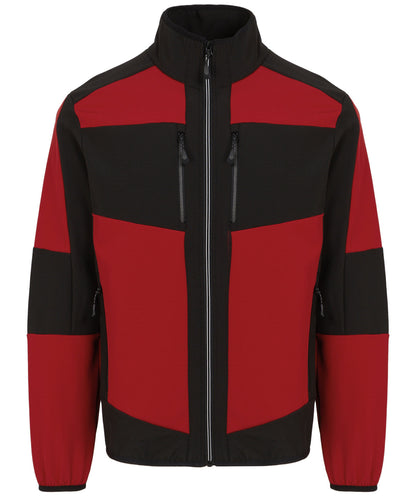 Tryck din logga på Softshelljackor från Regatta Professional - Anpassa E-Volve unisex 2-lagers softshelljacka i färgen Ljusröd för företag, föreningar och privatpersoner