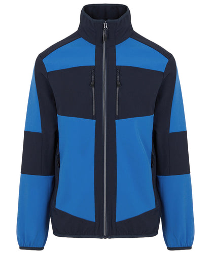 Tryck din logga på Softshelljackor från Regatta Professional - Anpassa E-Volve unisex 2-lagers softshelljacka i färgen Mellanblå för företag, föreningar och privatpersoner