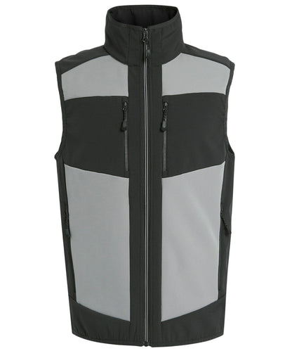 Tryck din logga på Termovästar från Regatta Professional - Anpassa E-Volve unisex 2-lagers softshell-värmare för hela kroppen i färgen Mellangrå för företag, föreningar och privatpersoner