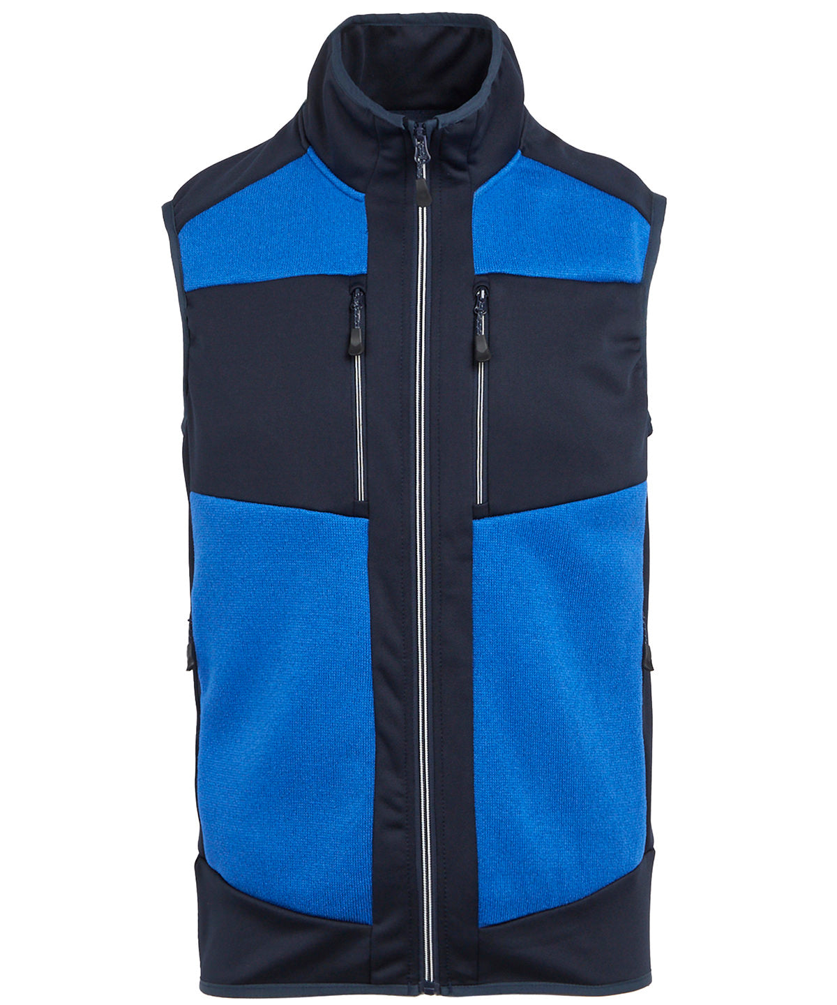 Tryck din logga på Termovästar från Regatta Professional - Anpassa (RG544) E-Volve unisex bodywarmer med stickad effekt och stretch i färgen Mellanblå för företag, föreningar och privatpersoner