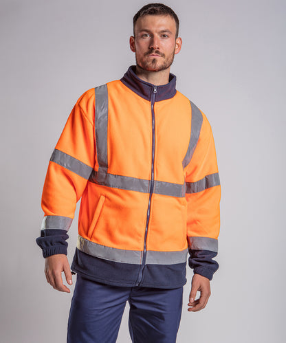 Tryck din logga på Fleece från ProRTX High Visibility - Anpassa Fleece med full dragkedja och hög synlighet i färgen för företag, föreningar och privatpersoner