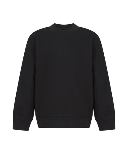 Tryck din logga på Sweatshirts från SF - Anpassa Barn hållbart mode sweatshirt med böjd fåll i färgen Svart för företag, föreningar och privatpersoner