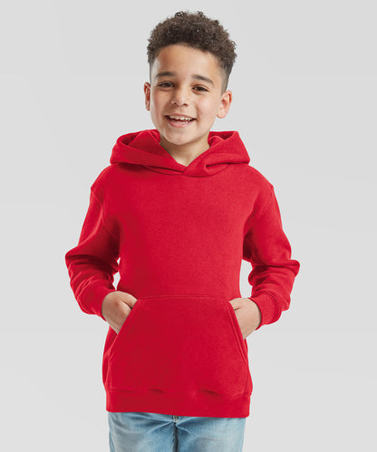 Tryck din logga på Hoodies från Fruit of the Loom - Anpassa Premium sweatshirt med huva för barn i färgen för företag, föreningar och privatpersoner