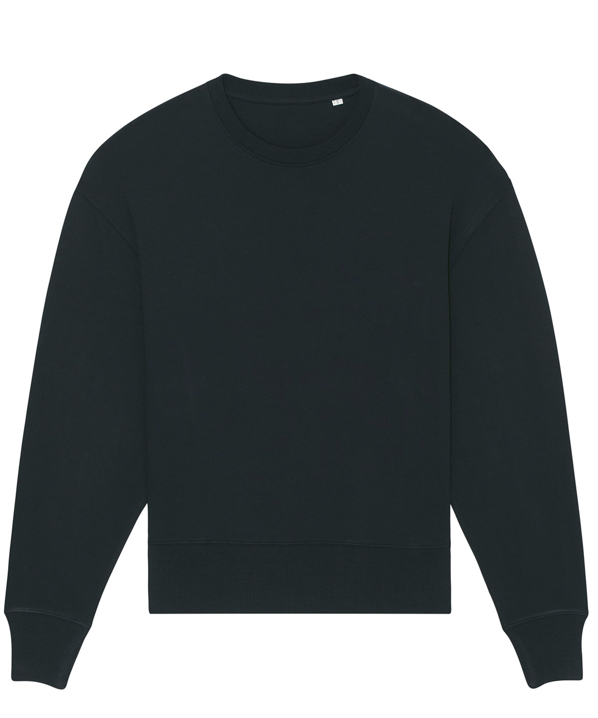 Tryck din logga på Sweatshirts från Stanley/Stella - Anpassa (SX108) Radder överdimensionerad borstad crewneck i färgen Svart för företag, föreningar och privatpersoner