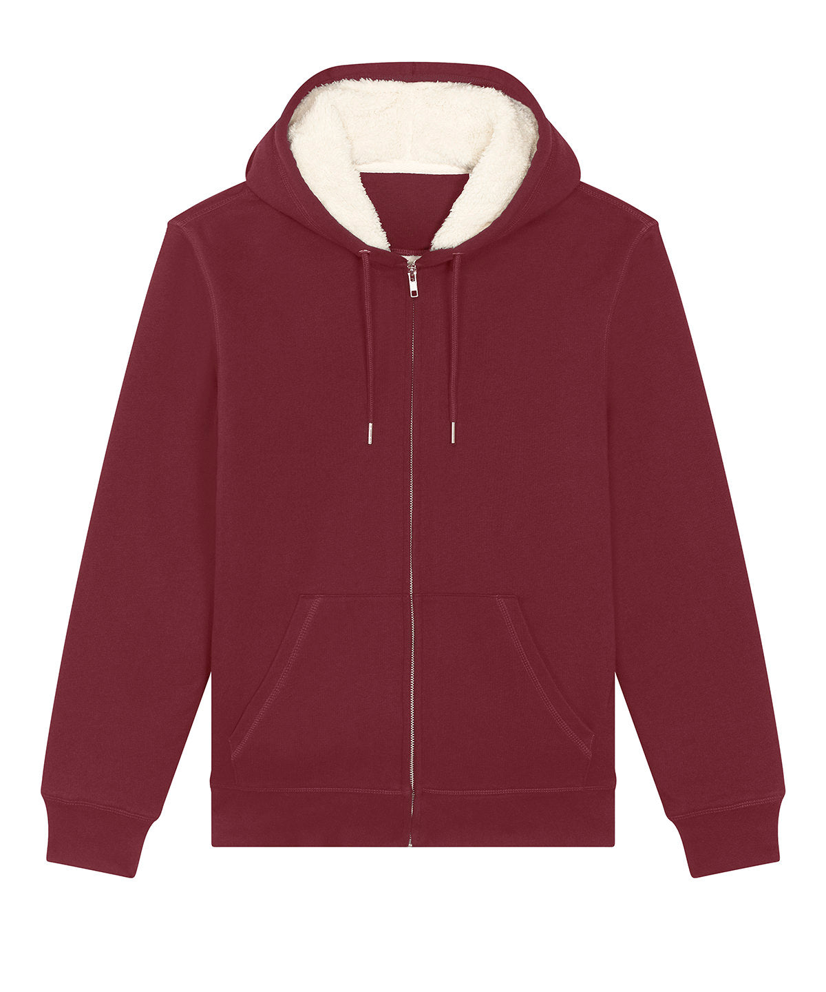 Tryck din logga på Hoodies från Stanley/Stella - Anpassa (SX222) Hygger sherpa sweatshirt med genomgående dragkedja, Unisex i färgen Burgundy för företag, föreningar och privatpersoner