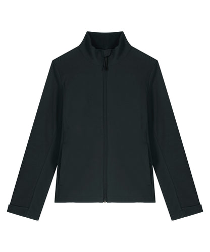 Tryck din logga på Softshelljackor från Stanley/Stella - Anpassa Dam Stella Navigator softshell i färgen Svart för företag, föreningar och privatpersoner