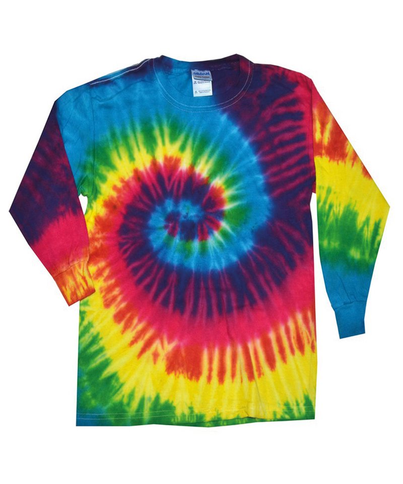 Tryck din logga på T-shirts från Färgtone - Anpassa (TD15M) Långärmad tie-dye T i färgen Tie-Dye 2XL för företag, föreningar och privatpersoner