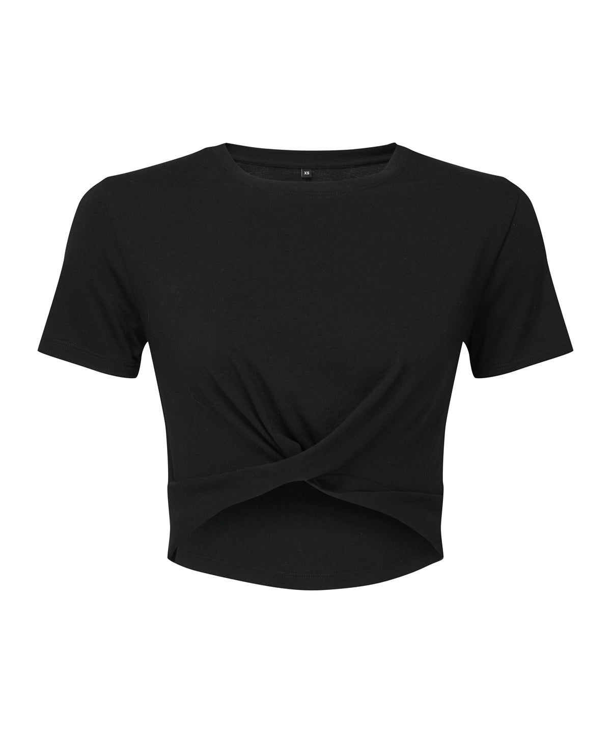 Tryck din logga på T-shirts från TriDri - Anpassa (TR068) Dam TriDri twist crop top i färgen Svart för företag, föreningar och privatpersoner