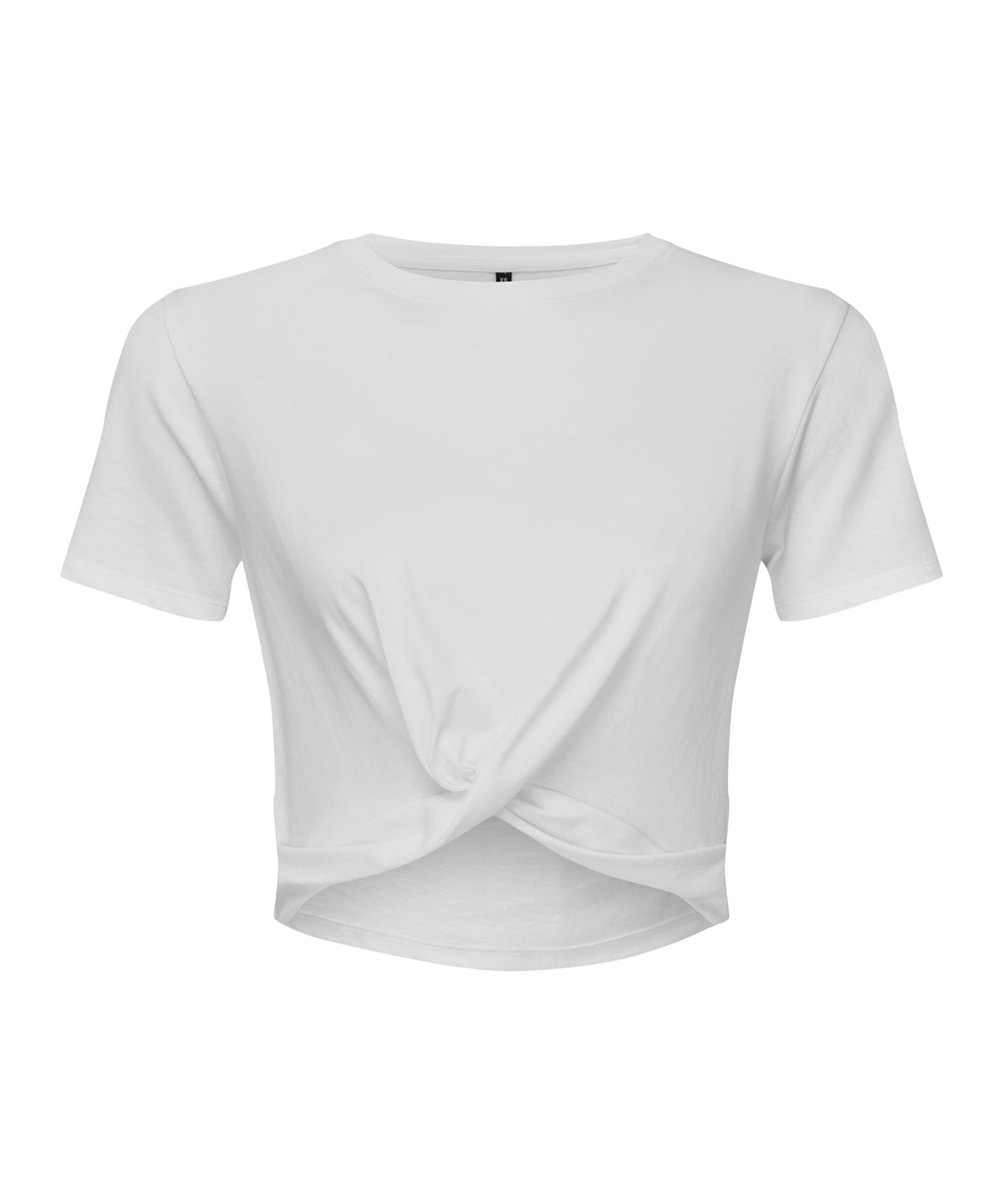 Tryck din logga på T-shirts från TriDri - Anpassa (TR068) Dam TriDri twist crop top i färgen Vit för företag, föreningar och privatpersoner