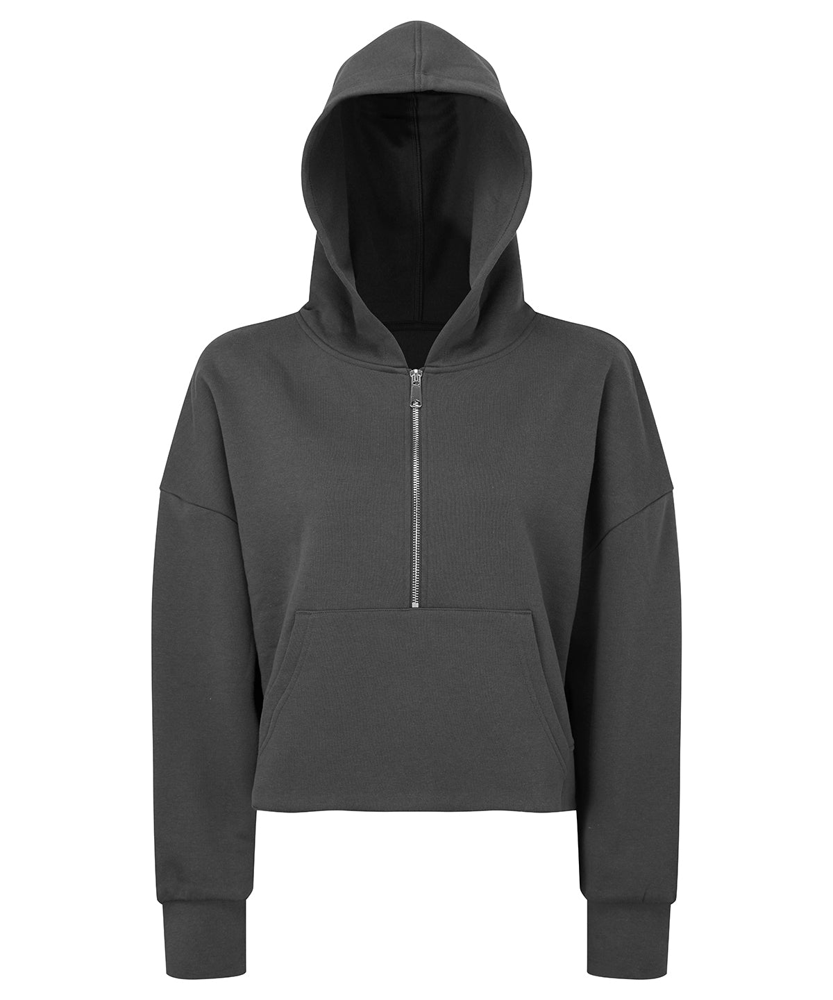 Tryck din logga på Hoodies från TriDri - Anpassa (TR077) TriDri 1/2 zip hoodie för damer i färgen Mörkgrå för företag, föreningar och privatpersoner