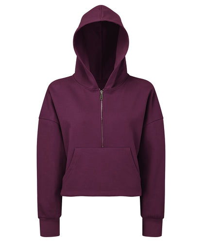 Tryck din logga på Hoodies från TriDri - Anpassa TriDri 1/2 zip hoodie för damer i färgen Mörk lila för företag, föreningar och privatpersoner