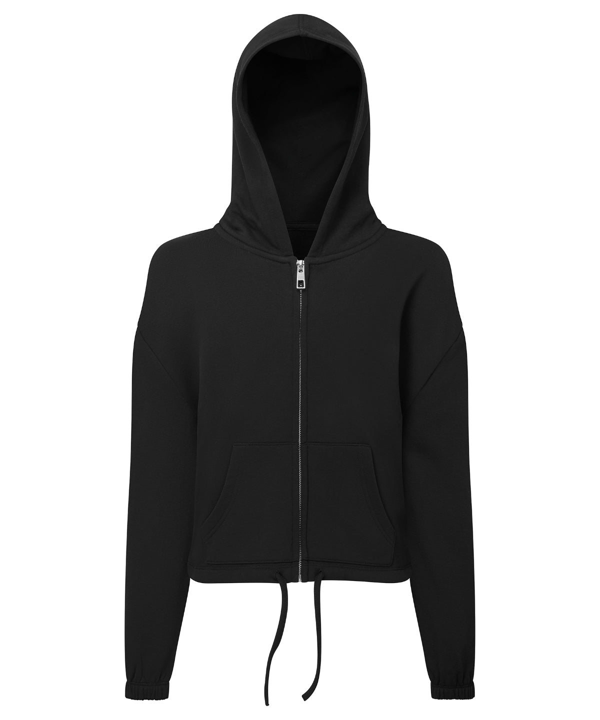 Tryck din logga på Hoodies från TriDri - Anpassa (TR61B) Barn TriDri återvunnen cropped oversize huvtröja med dragkedja i färgen Svart för företag, föreningar och privatpersoner