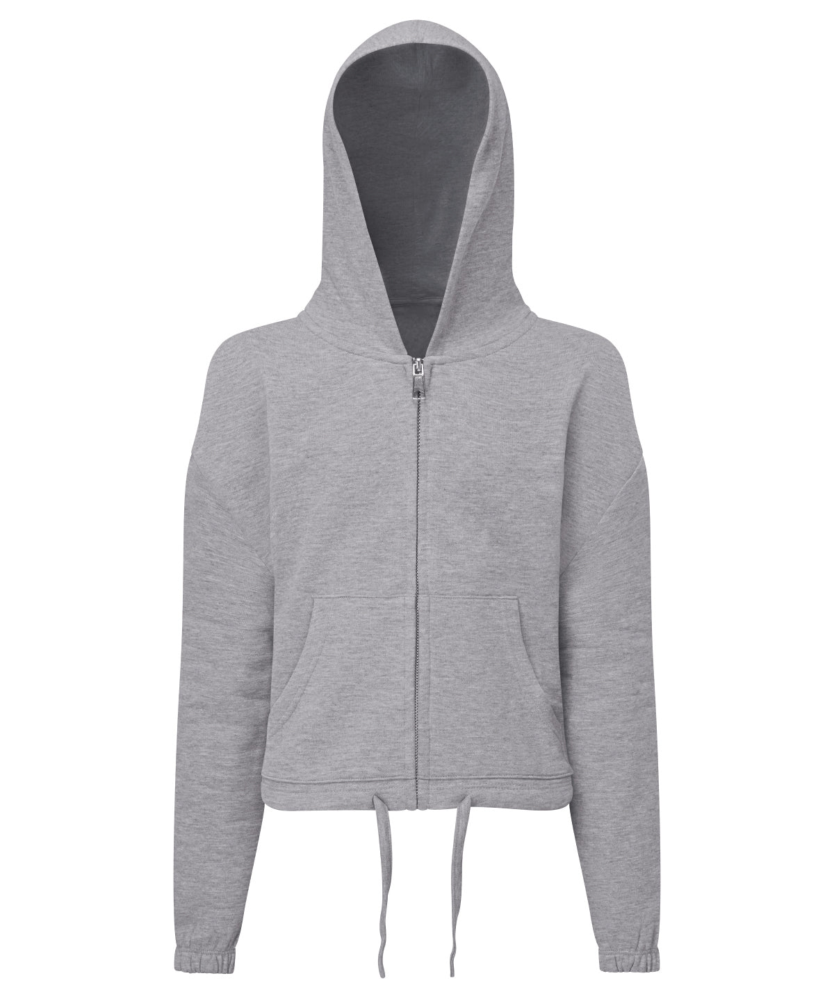 Tryck din logga på Hoodies från TriDri - Anpassa (TR61B) Barn TriDri återvunnen cropped oversize huvtröja med dragkedja i färgen Ljunggrå för företag, föreningar och privatpersoner