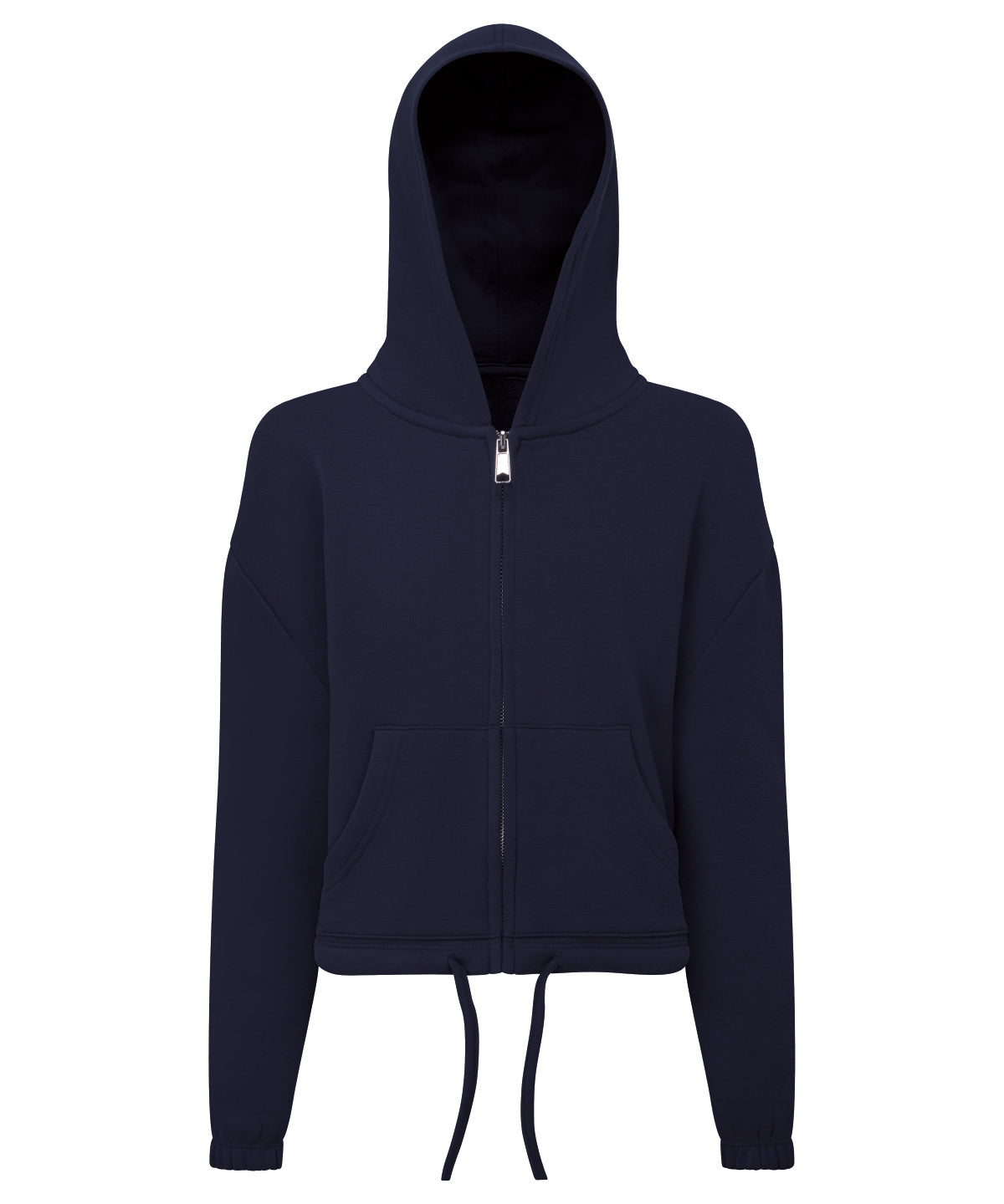 Tryck din logga på Hoodies från TriDri - Anpassa (TR61B) Barn TriDri återvunnen cropped oversize huvtröja med dragkedja i färgen Marinblå för företag, föreningar och privatpersoner