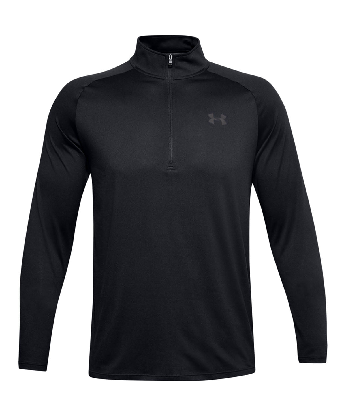 Tryck din logga på Överdelar för sport från Under Armour - Anpassa (UA004) Tech 2.0 1/2 zip långärmad i färgen Svart för företag, föreningar och privatpersoner