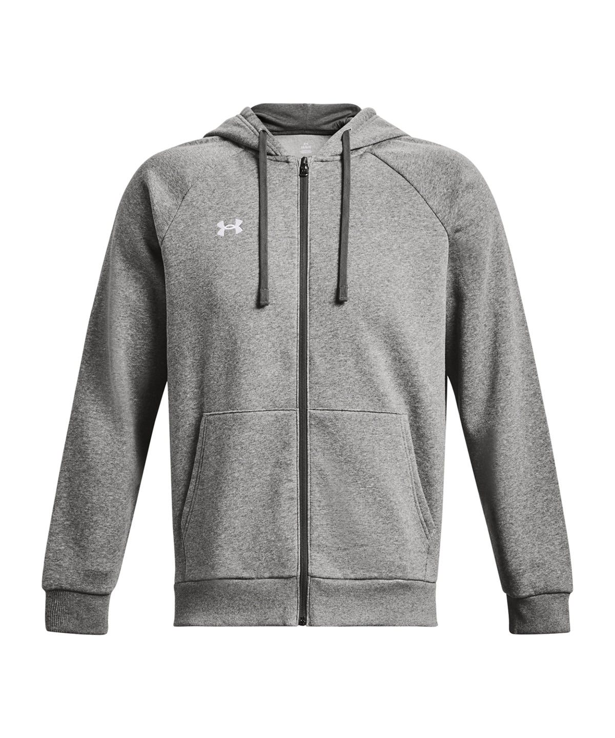 Tryck din logga på Hoodies från Under Armour - Anpassa (UA041) Rival fleece huvtröja med dragkedja i färgen Ljusgrå för företag, föreningar och privatpersoner