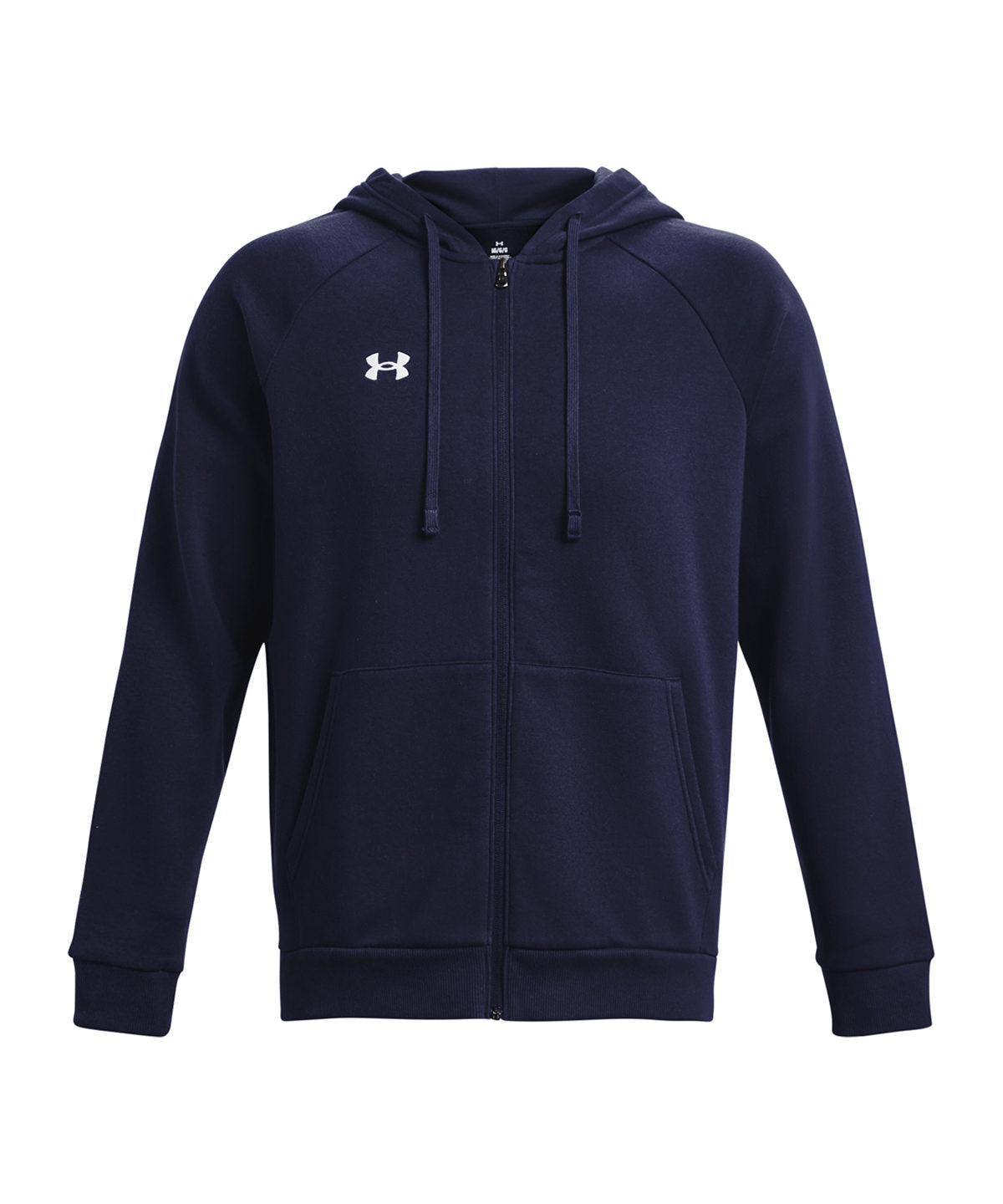 Tryck din logga på Hoodies från Under Armour - Anpassa (UA041) Rival fleece huvtröja med dragkedja i färgen Marinblå för företag, föreningar och privatpersoner