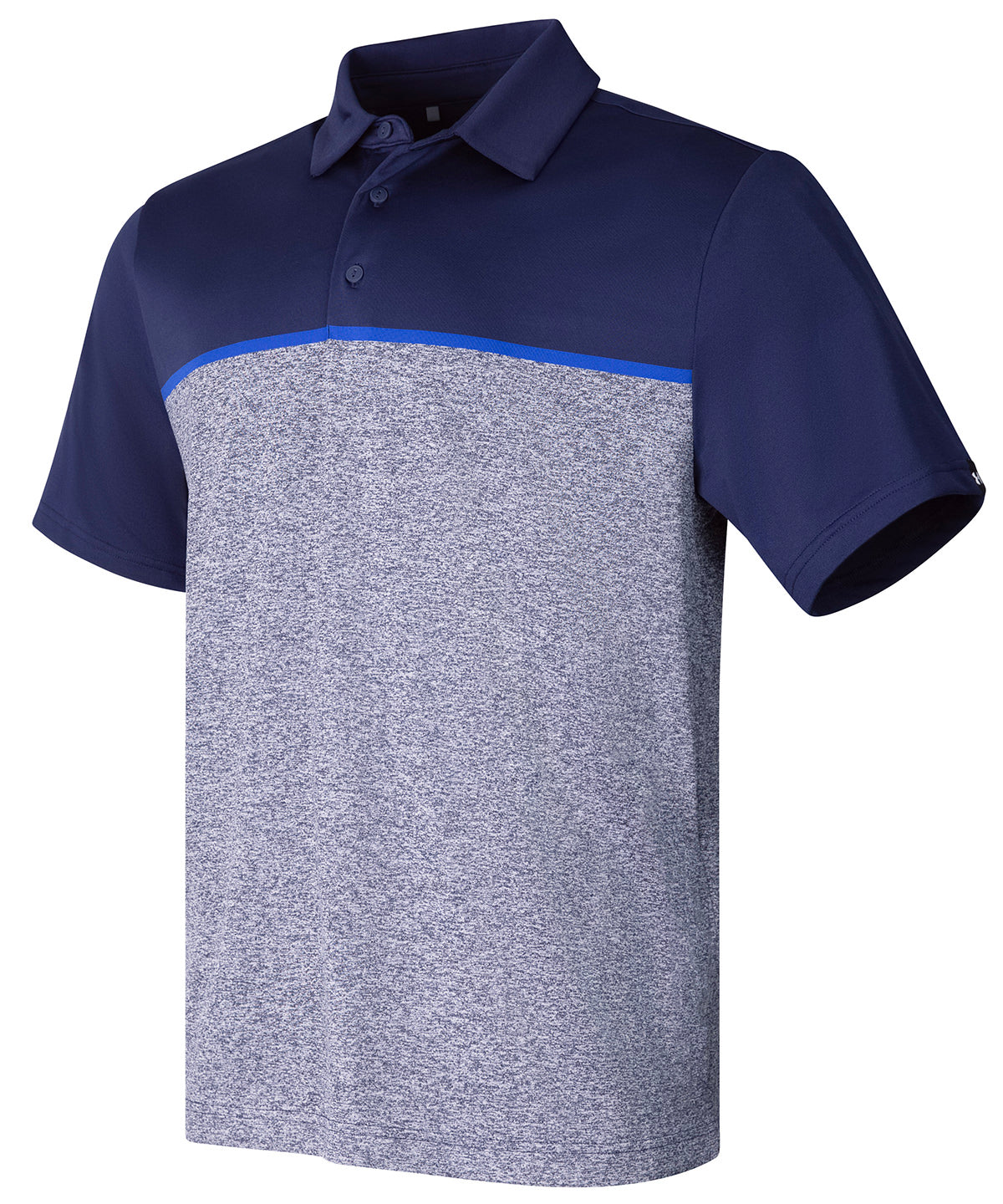 Tryck din logga på Piké från Under Armour Golf - Anpassa (UG003) UA playoff 3.0 Piké med rand LB edge lit i färgen Marinblå för företag, föreningar och privatpersoner