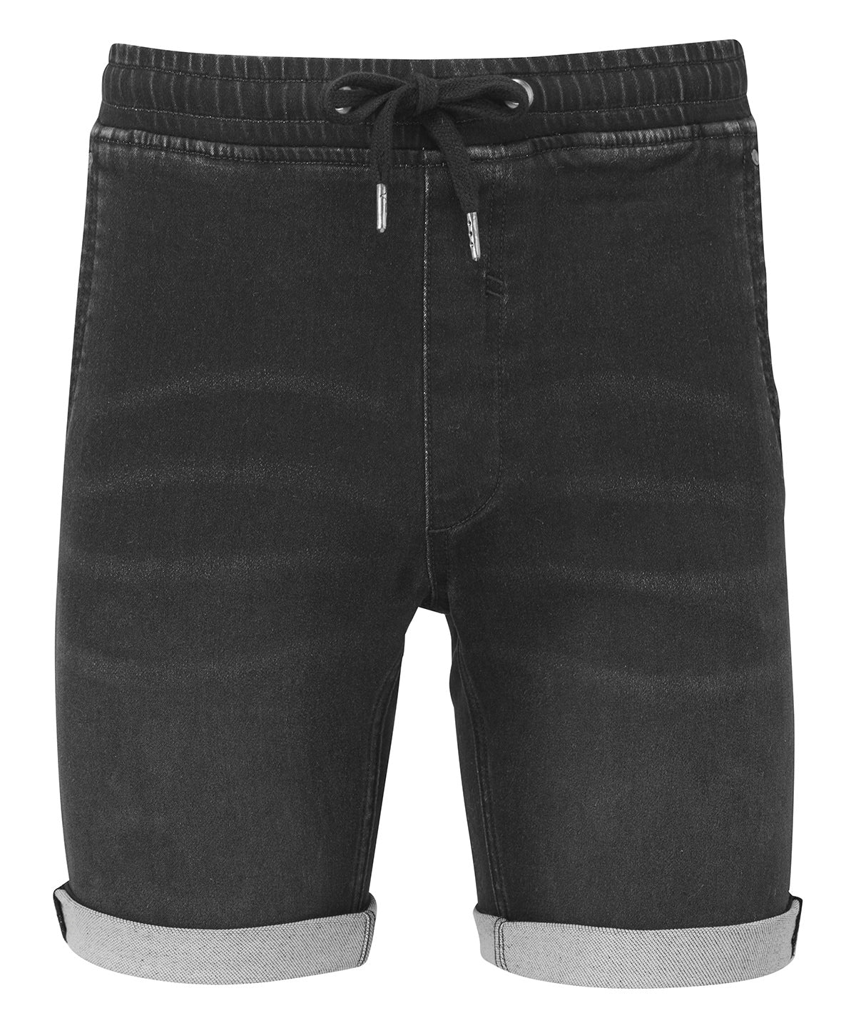 Tryck din logga på Shorts från Wombat - Anpassa (WB907) Shorts med dragsko i denim för herrar i färgen Svart för företag, föreningar och privatpersoner