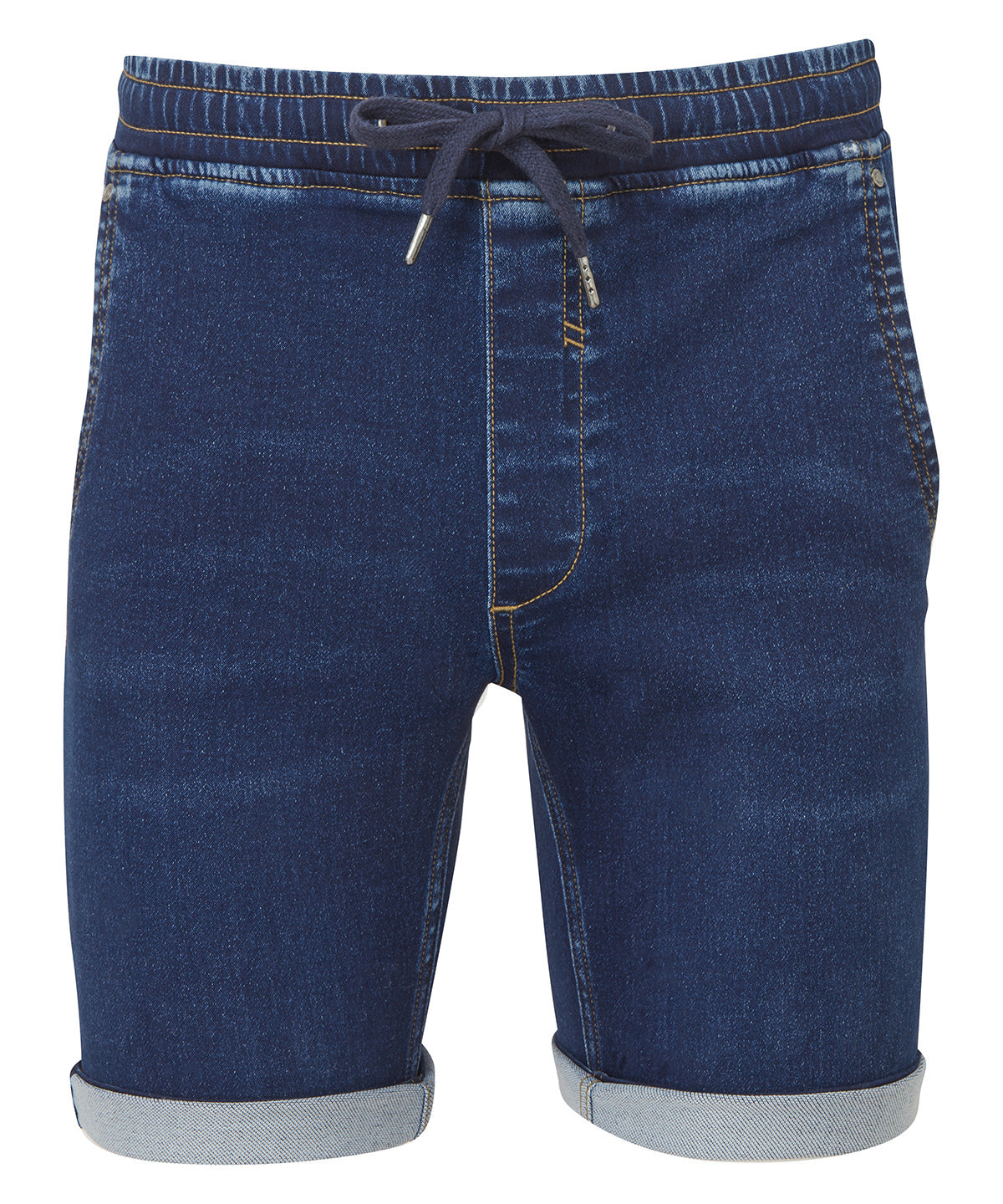 Tryck din logga på Shorts från Wombat - Anpassa (WB907) Shorts med dragsko i denim för herrar i färgen Mörkblå för företag, föreningar och privatpersoner