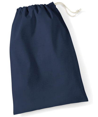 Tryck din logga på Väskor från Westford Mill - Anpassa Packpåse i bomull i färgen Marinblå för företag, föreningar och privatpersoner