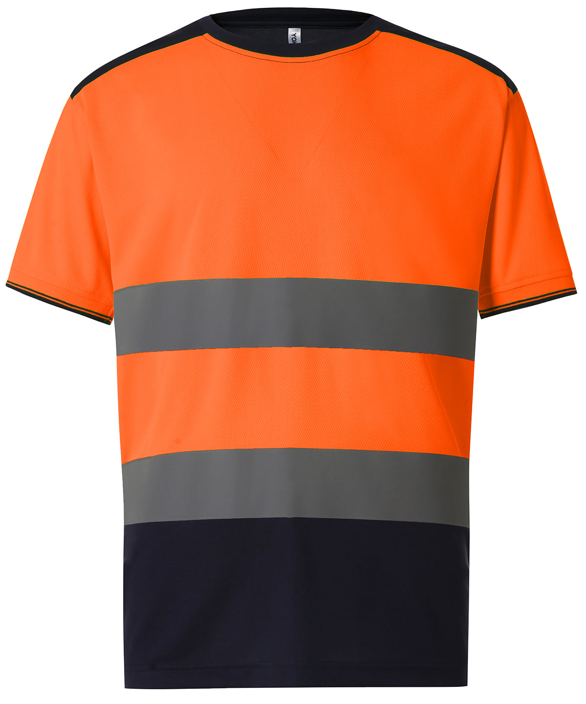 Tryck din logga på T-shirts från Yoko - Anpassa (YK034) Hi-vis tvåfärgad t-shirt i färgen Mellan Orange för företag, föreningar och privatpersoner