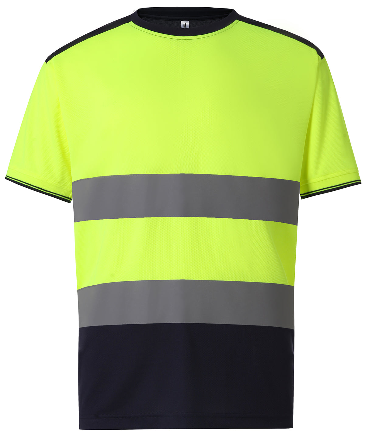 Tryck din logga på T-shirts från Yoko - Anpassa (YK034) Hi-vis tvåfärgad t-shirt i färgen Ljusgul för företag, föreningar och privatpersoner