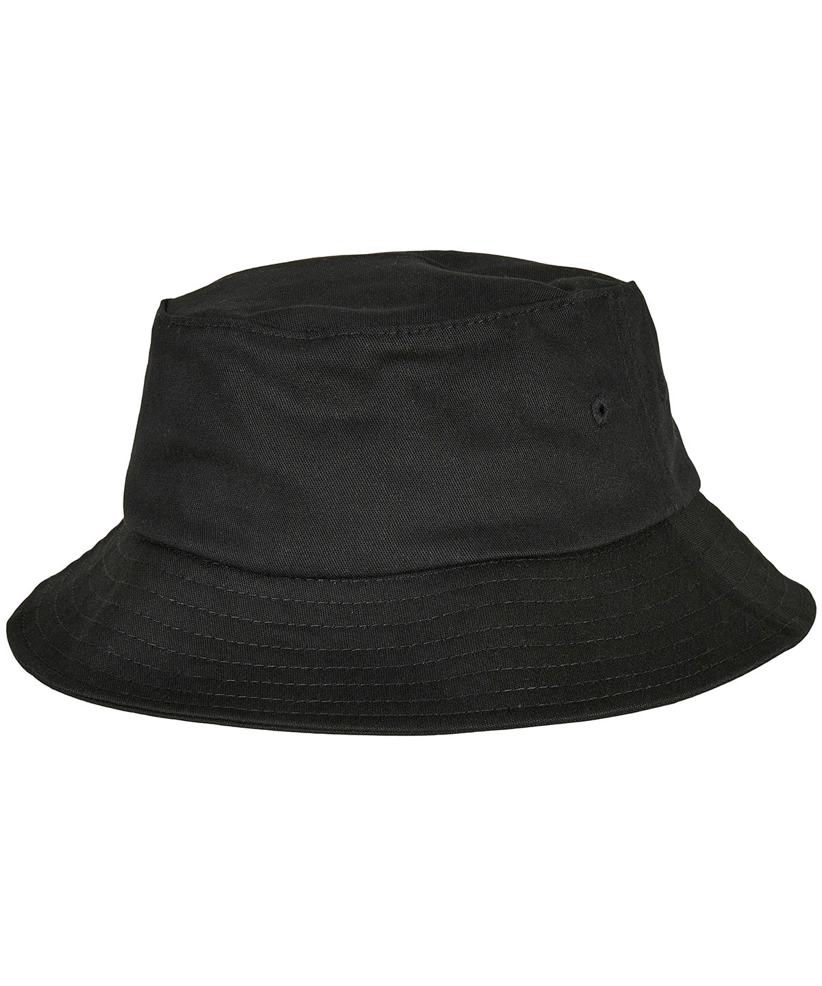 Tryck din logga på Hattar från Flexfit by Yupoong - Anpassa (YP169) Barn Flexfit bomull twill bucket hatt i färgen Svart One Size för företag, föreningar och privatpersoner