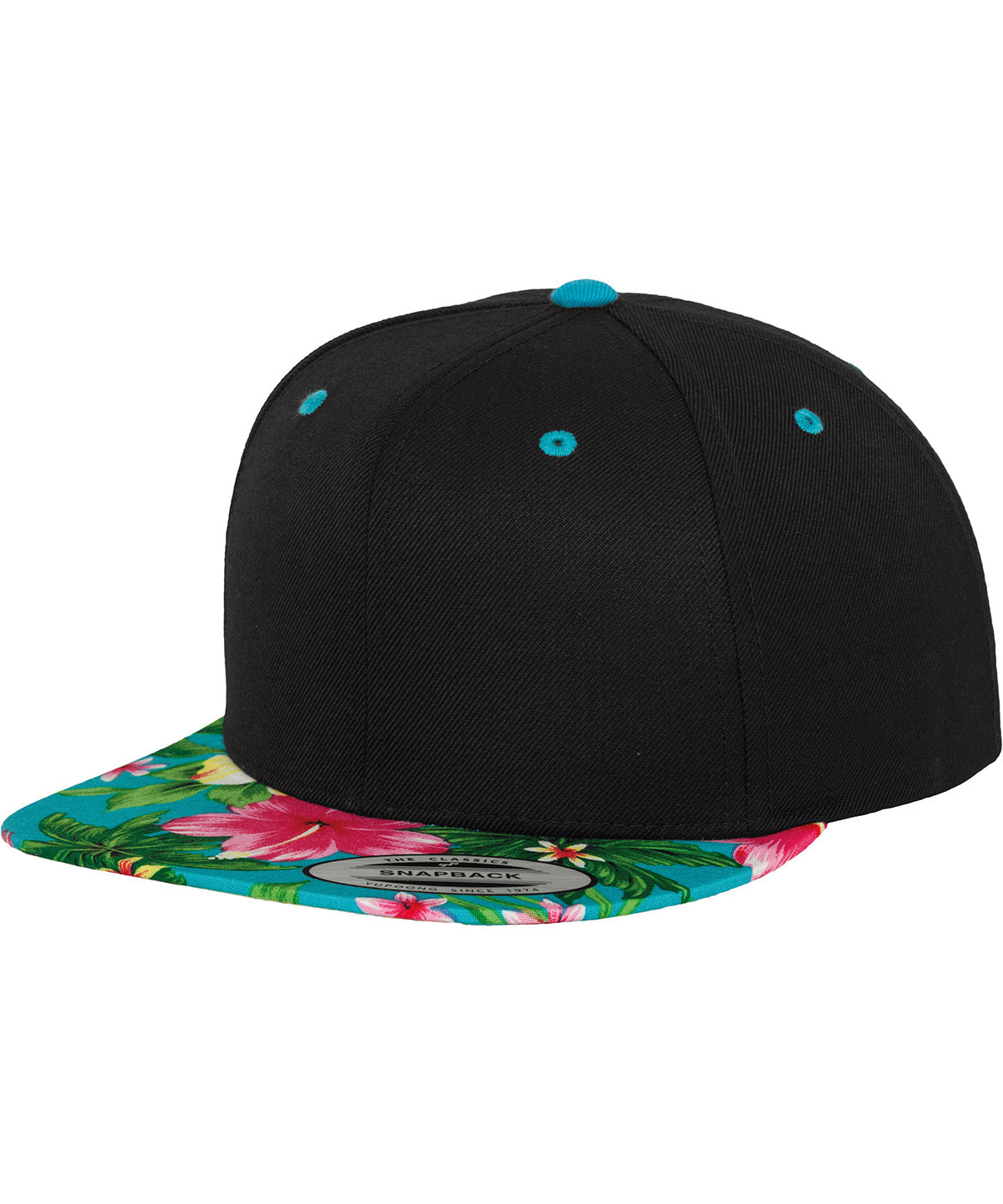 Tryck din logga på Kepsar från Flexfit by Yupoong - Anpassa (YP215) Hawaiiansk snapback i färgen Svart One Size för företag, föreningar och privatpersoner