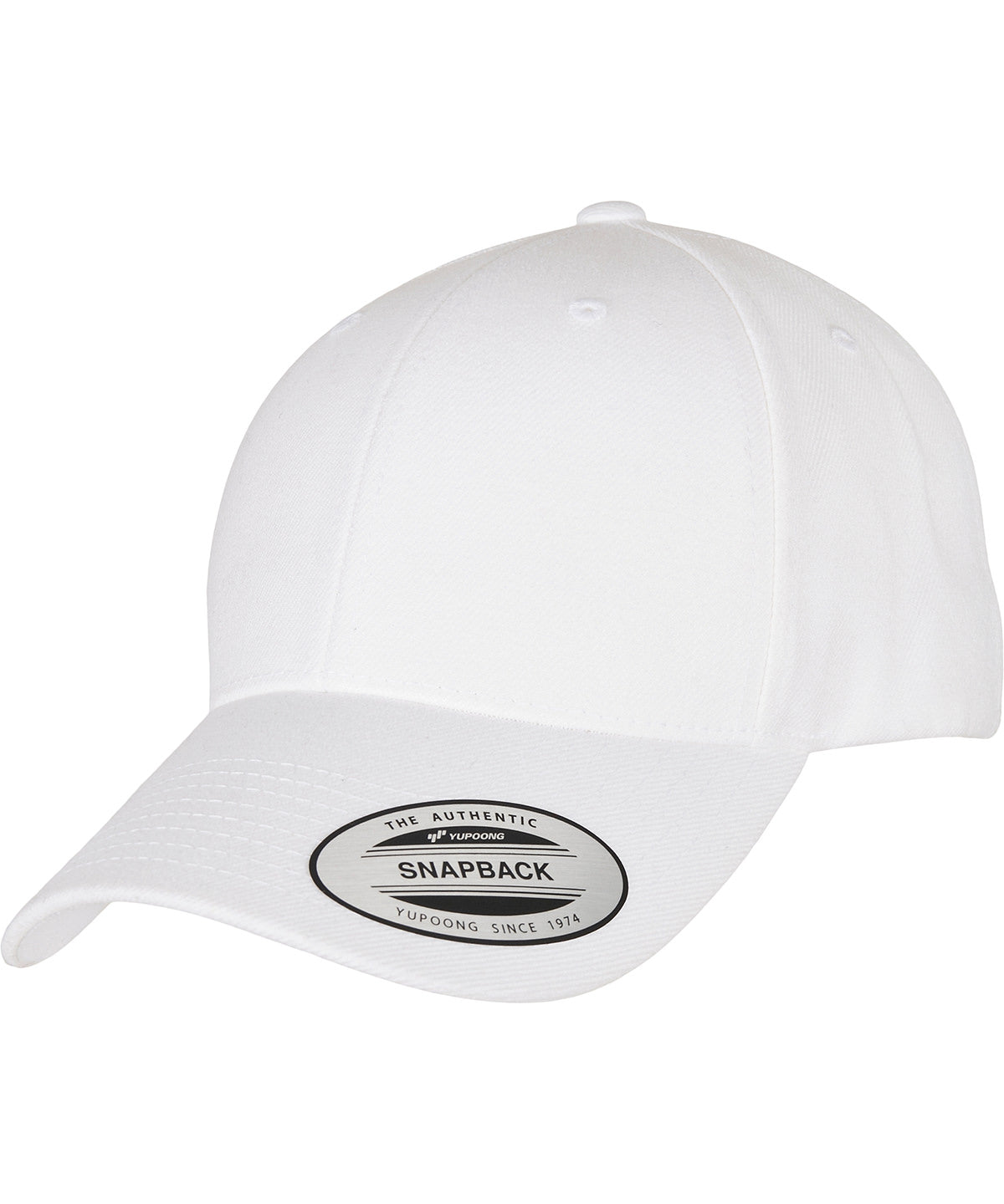 Tryck din logga på Kepsar från Flexfit by Yupoong - Anpassa (YP240) Premium snapback-keps med böjd visir i färgen Vit One Size för företag, föreningar och privatpersoner